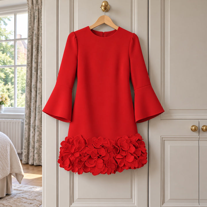 Petra | Flared Sleeve Flower Hem Mini