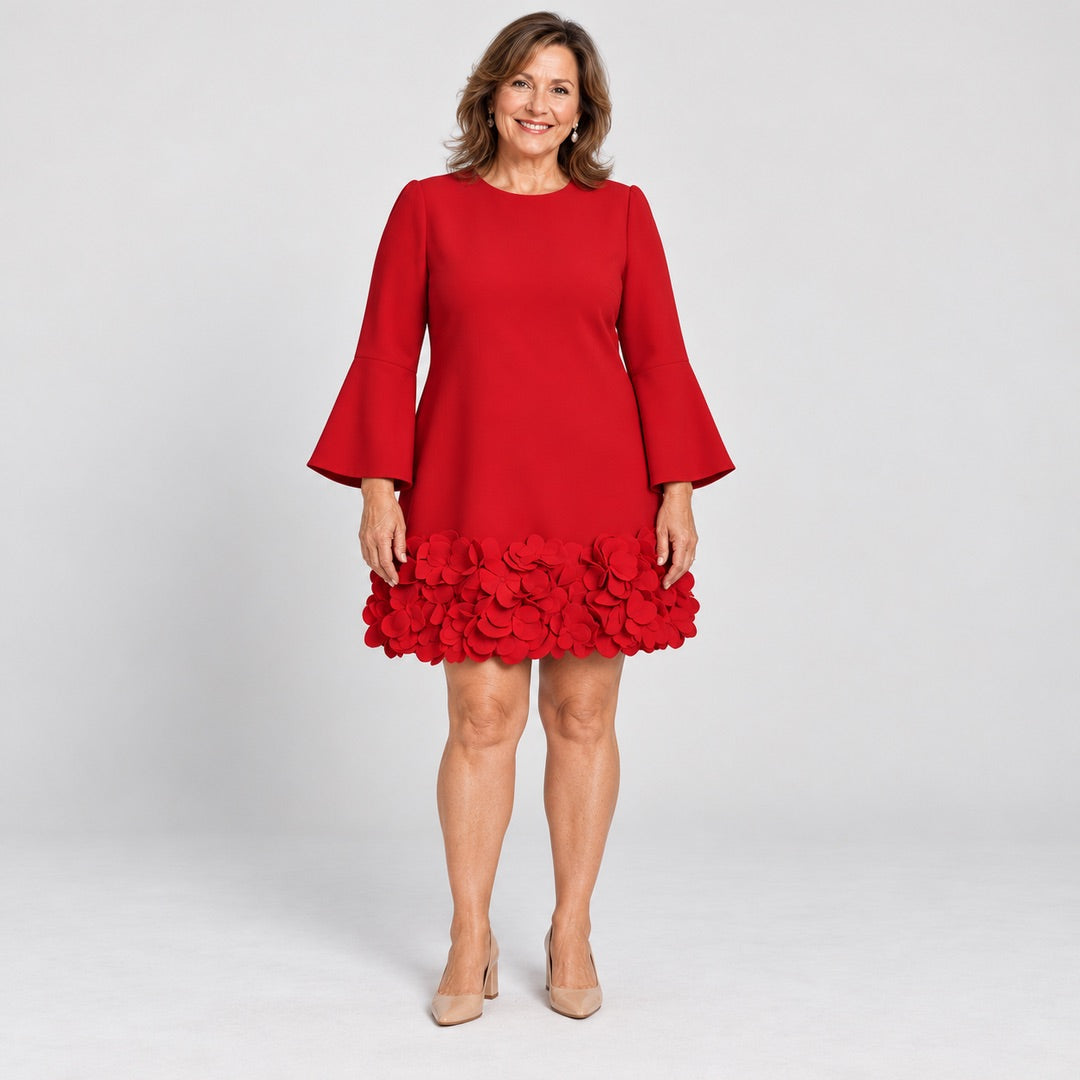 Petra | Flared Sleeve Flower Hem Mini