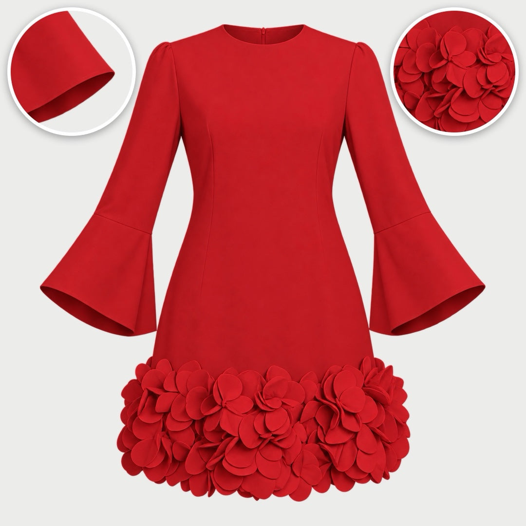 Petra | Flared Sleeve Flower Hem Mini