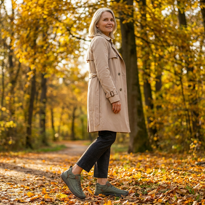 Rosie supportive comfort women's sneakers by Bennett and Lowe, featuring a sleek design and breathable fabric in a neutral color.