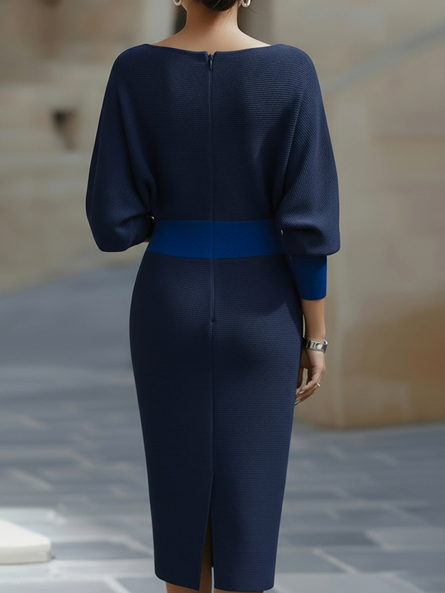 Lydia | Draped Batwing-Sleeve Midi Dress for Women