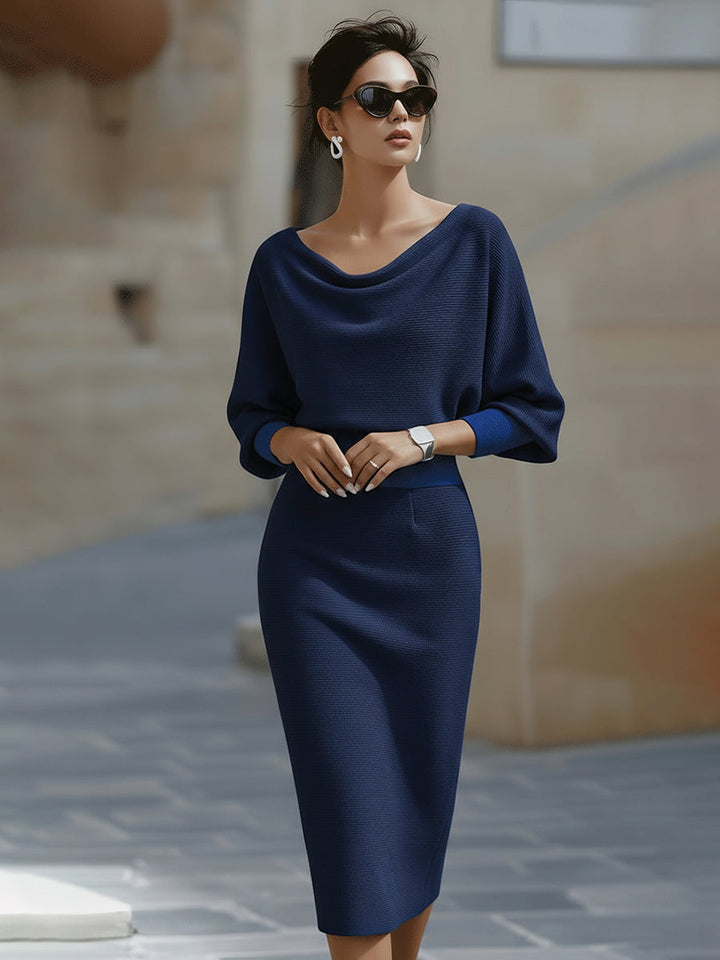 Lydia | Draped Batwing-Sleeve Midi Dress for Women