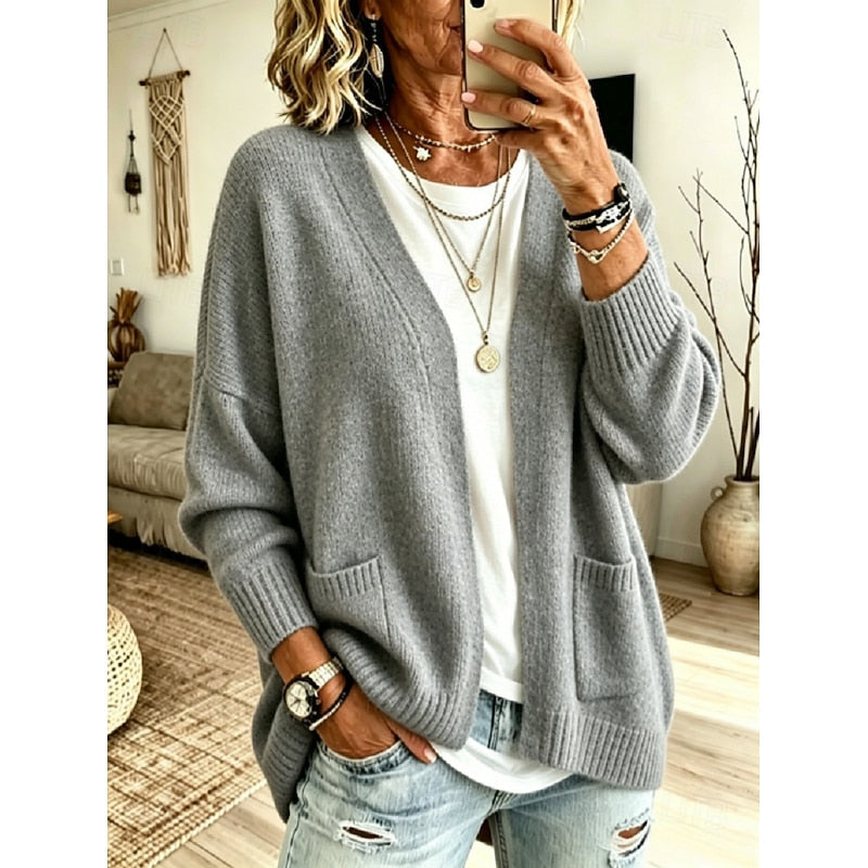 Relaxed open-front cardigan from Bennett & Lowe's Juliet collection, featuring soft knit fabric and a comfortable fit.