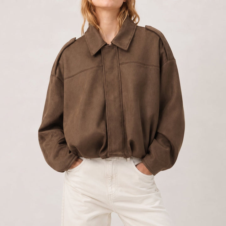 Juno | Cropped Oversized Bomber Jacket