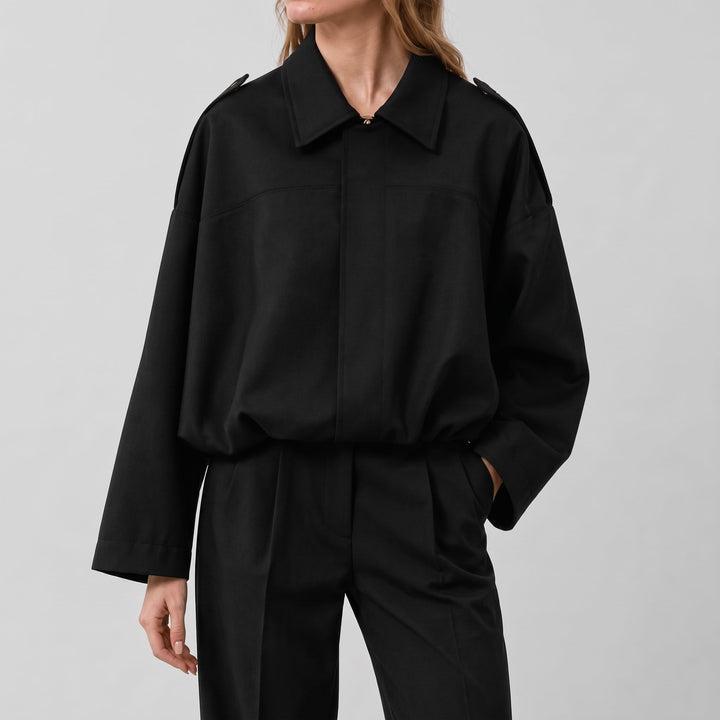 Juno | Cropped Oversized Bomber Jacket
