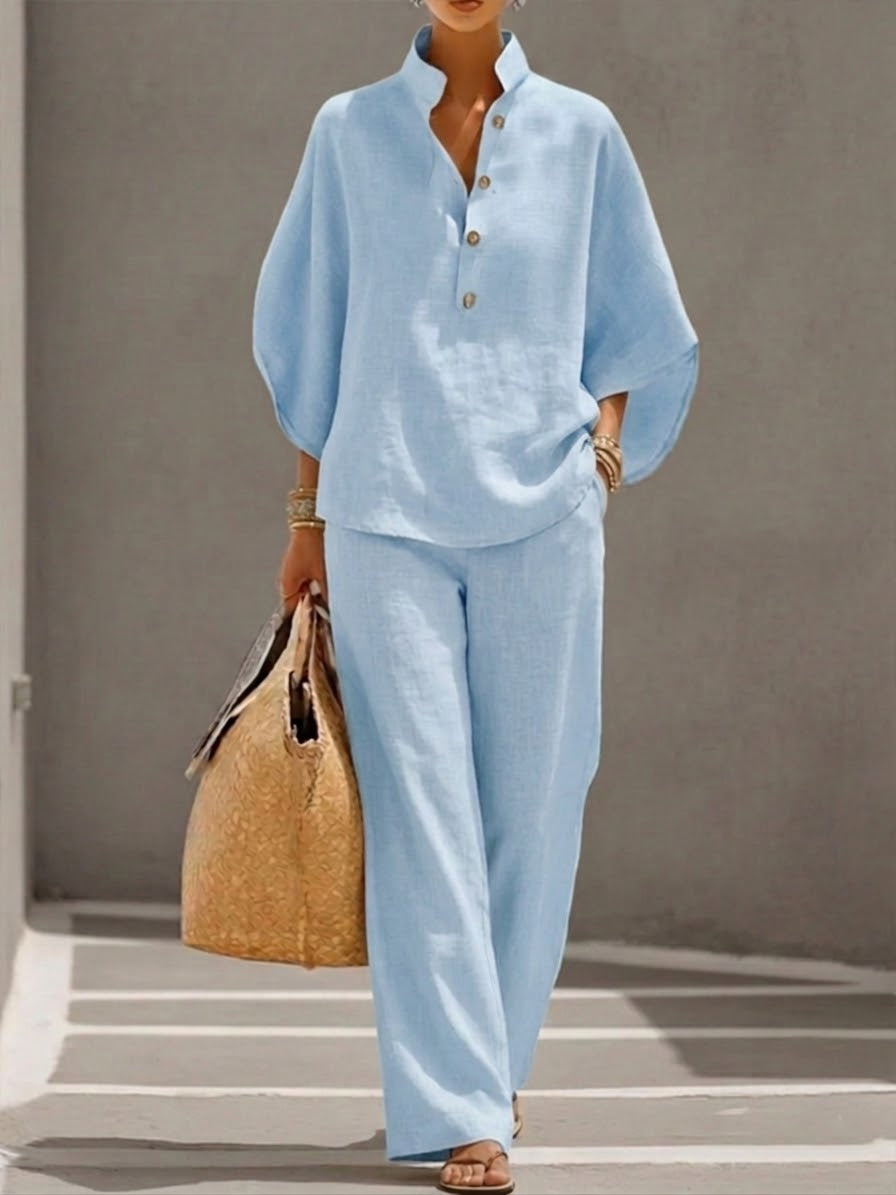 Bennett and Lowe Harper two-piece set featuring a batwing top and wide-leg pants for women, in a stylish and comfortable design.