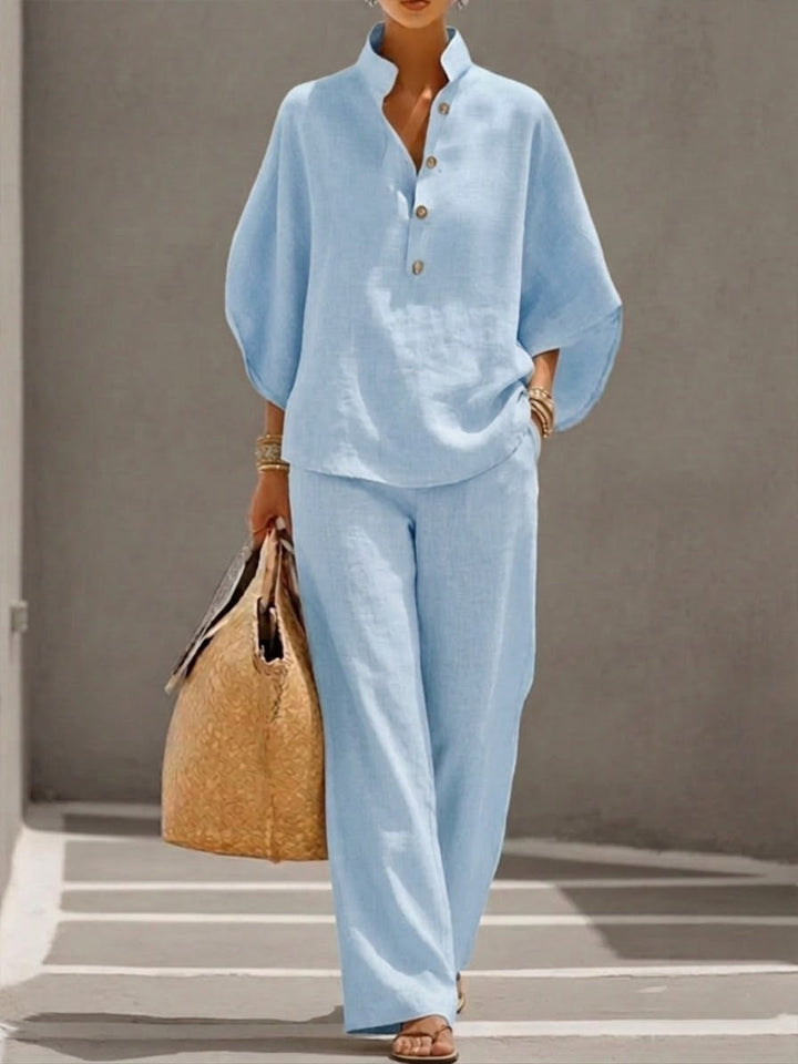 Bennett and Lowe Harper two-piece set featuring a batwing top and wide-leg pants for women, in a stylish and comfortable design.