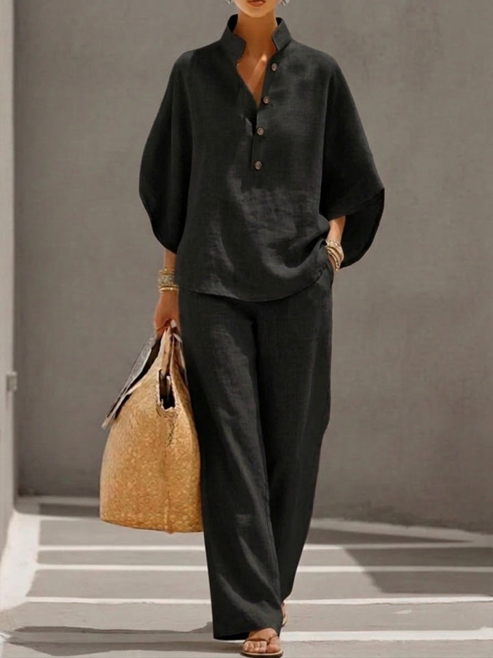Bennett and Lowe Harper two-piece set featuring a batwing top and wide-leg pants in a stylish, casual fit for women.
