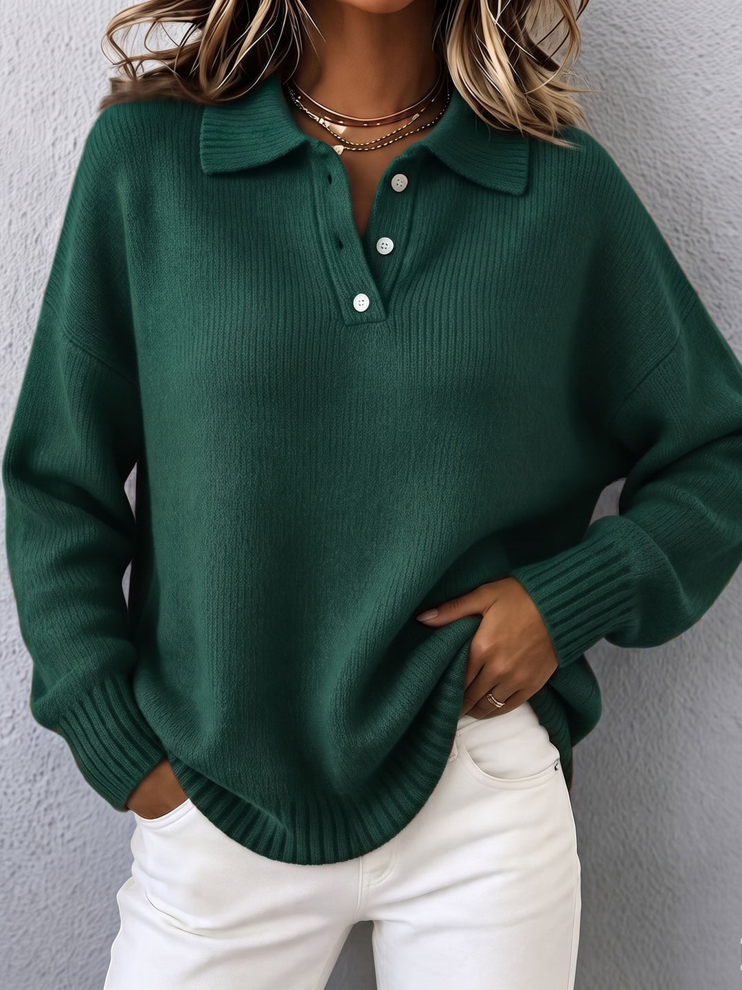 Bennett & Lowe Marvelle Chic Polo Hooded Knit Sweater showing a stylish hooded sweater with polo details and a cozy knit texture.