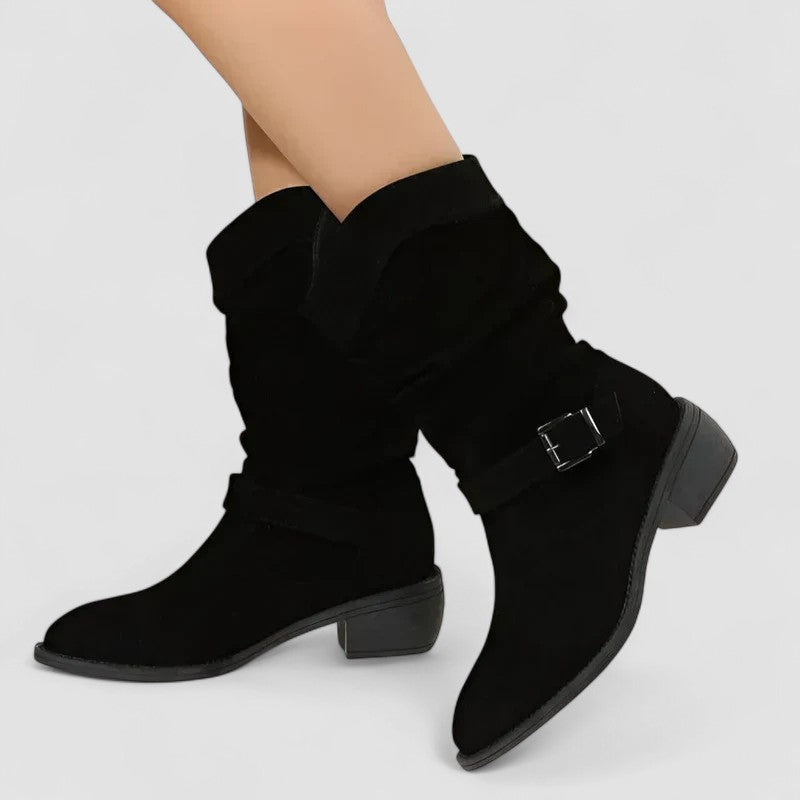 Nadine orthopedic Western boots for women by Bennett and Lowe, featuring stylish leather design with supportive soles and Western accents.