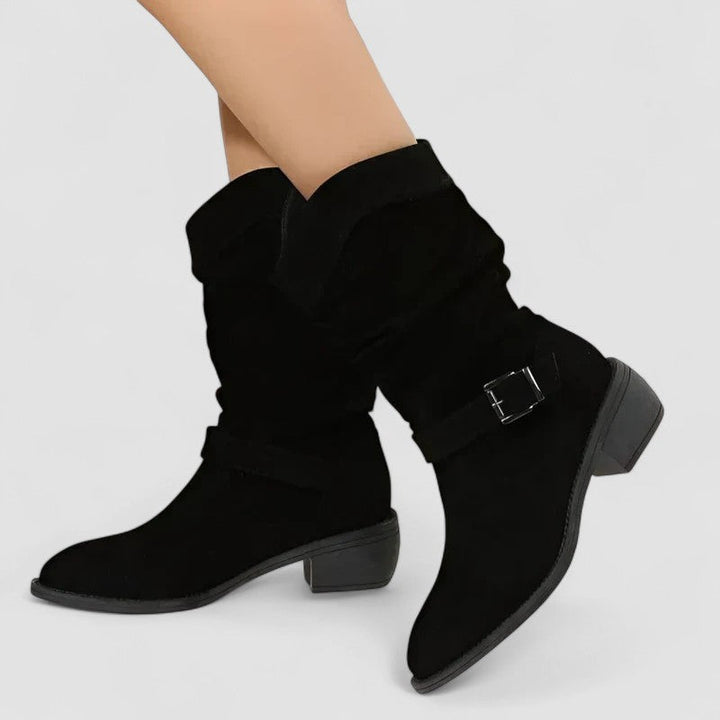 Nadine orthopedic Western boots for women by Bennett and Lowe, featuring stylish leather design with supportive soles and Western accents.