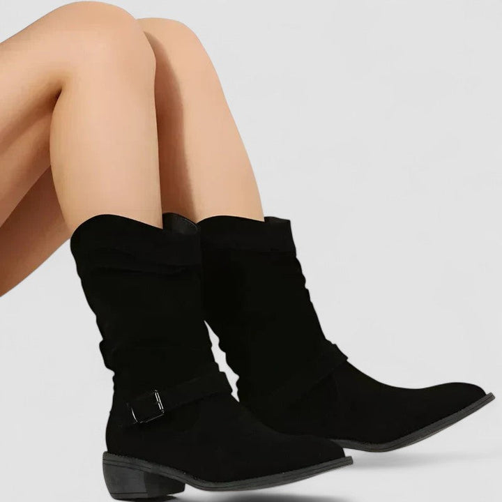 Nadine Bennett and Lowe orthopedic Western boots for women, featuring leather uppers, Western stitching, and supportive design.