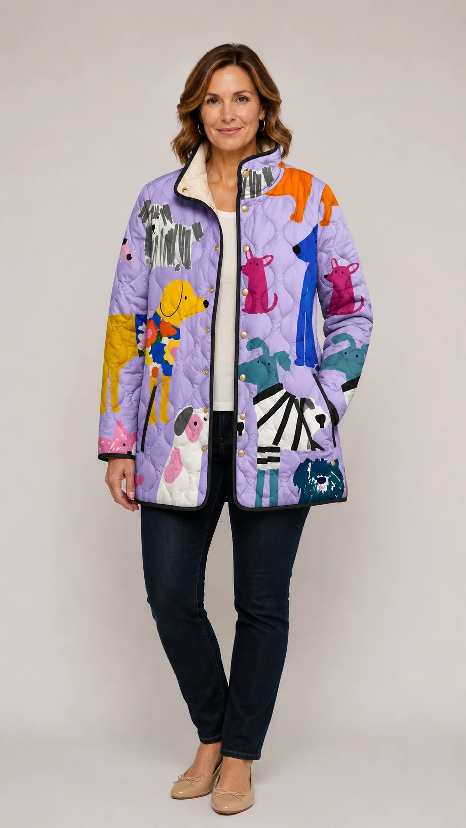 Beatrice | Dog-Print Quilted Jacket