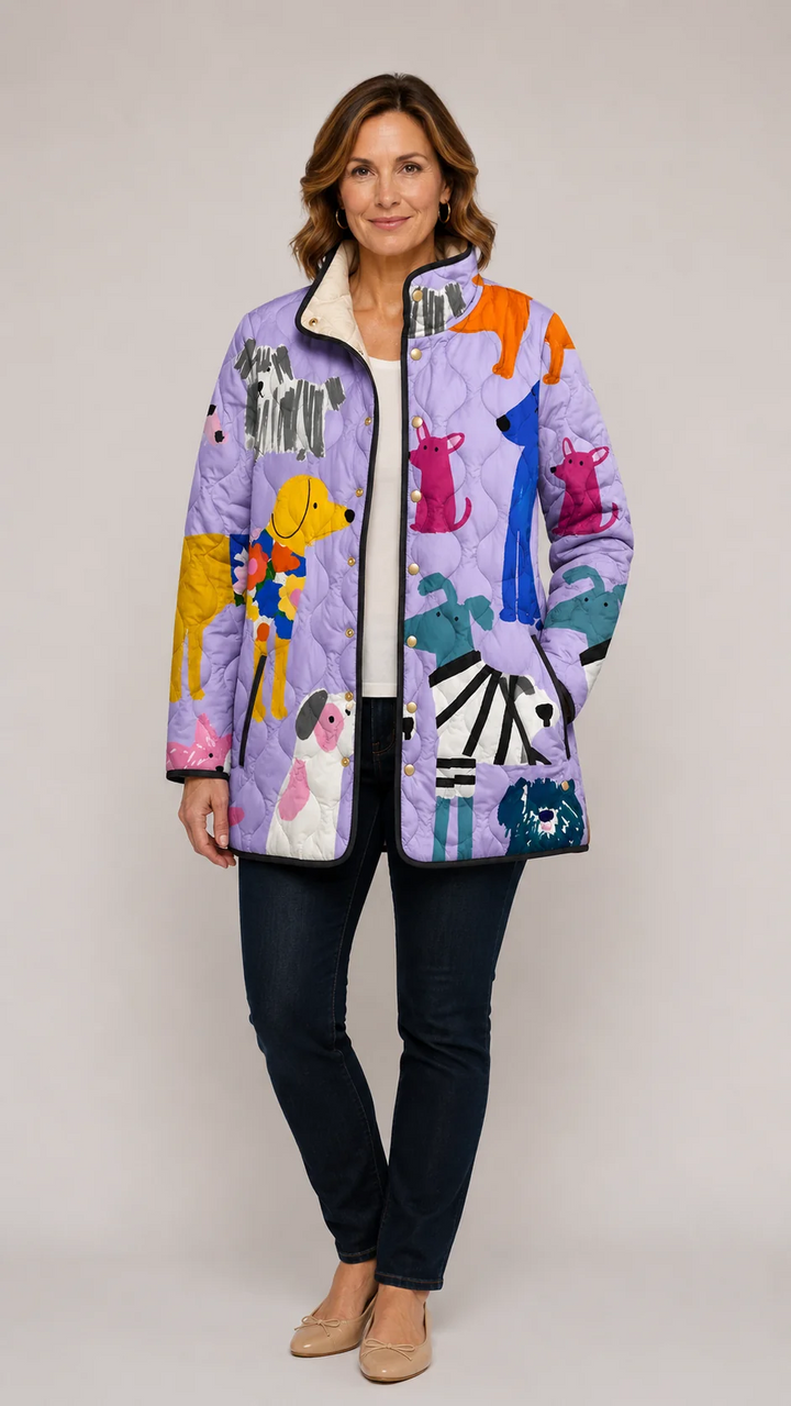 Beatrice | Dog-Print Quilted Jacket