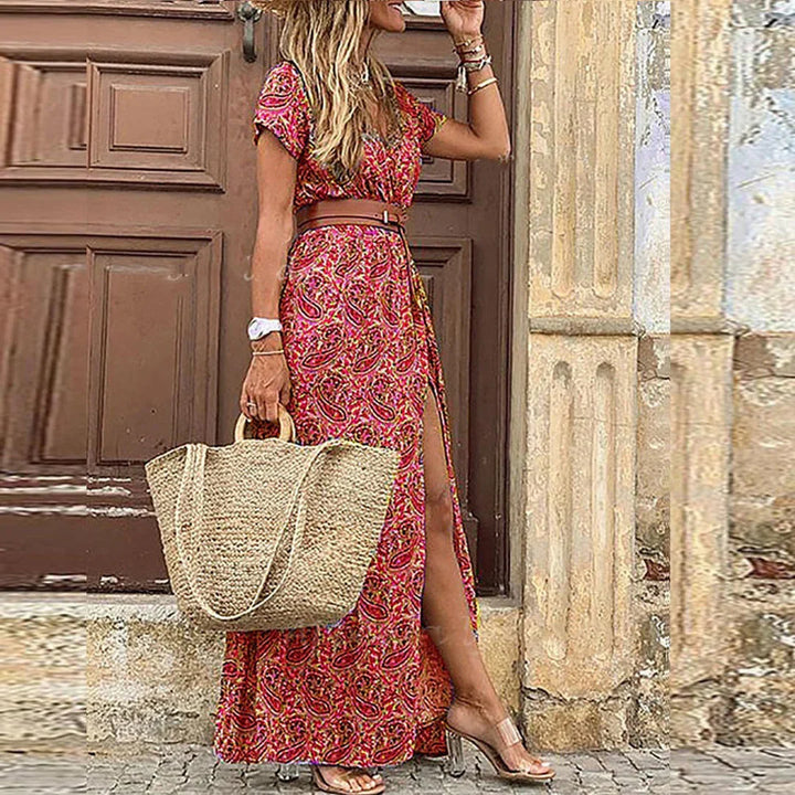 Rachel | Floral Belted Maxi Dress for Women