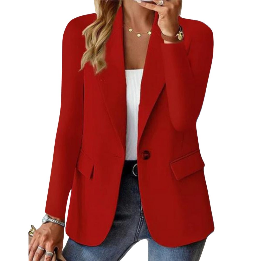 Sheryl tailored long-sleeve blazer for women by Bennett and Lowe, shown in a neutral color, with a fitted lapel and classic design.