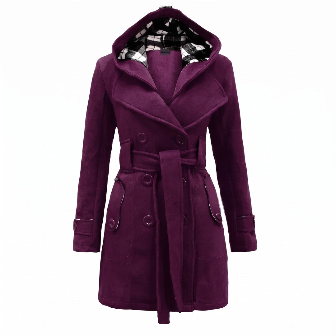 Odelia | Hooded Belted Double-Breasted Coat