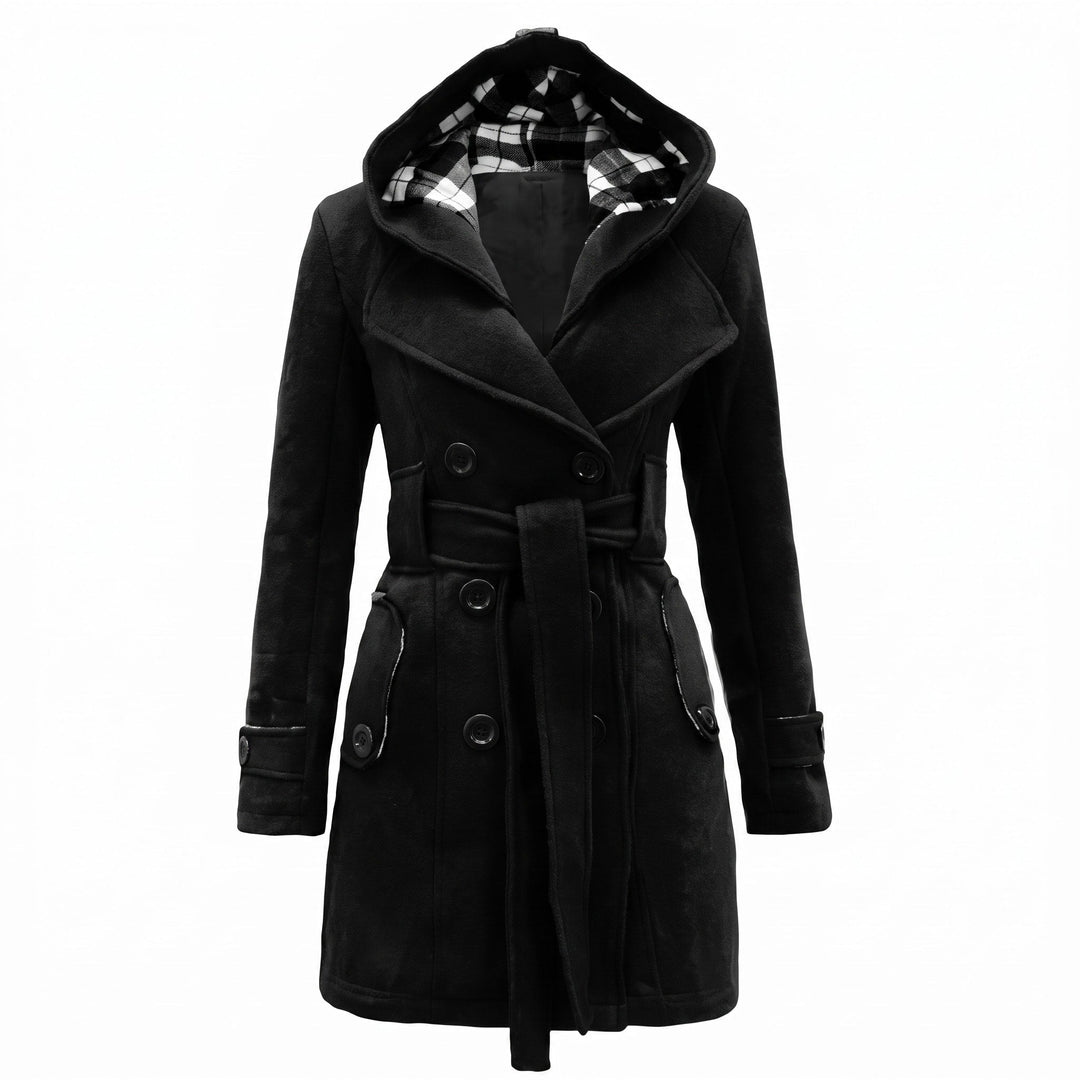 Odelia | Hooded Belted Double-Breasted Coat