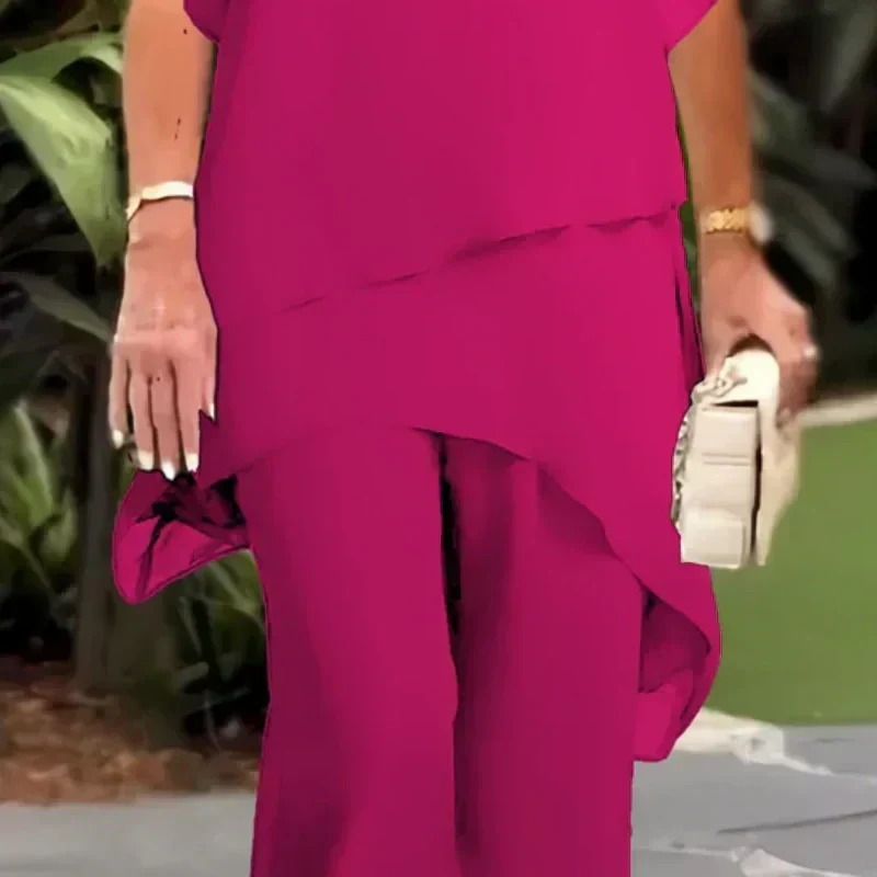 Patricia Bennett and Lowe asymmetrical top and pants set, featuring a stylish, modern design with a coordinated look.