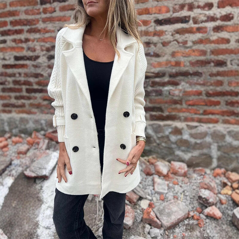 Wendy | Double-Breasted Contrast-Sleeve Coat