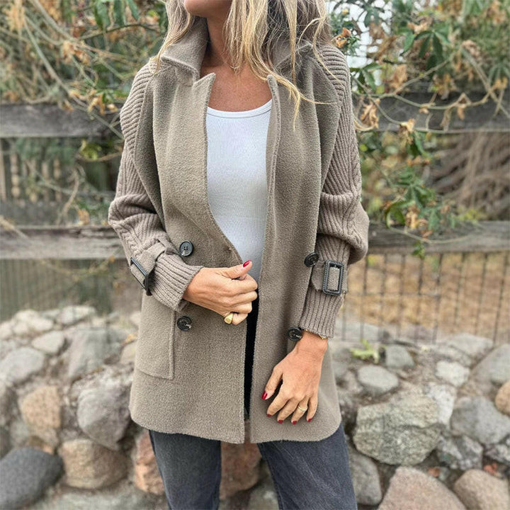 Wendy | Double-Breasted Contrast-Sleeve Coat