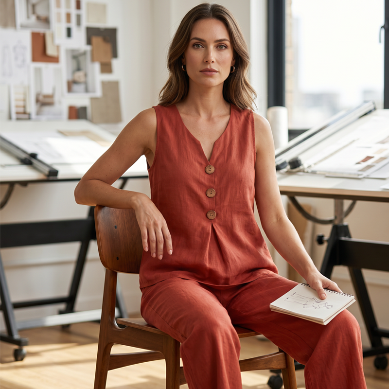 Emily loose top and pants set from Bennett and Lowe, featuring a stylish two-piece outfit with a relaxed fit and modern design.
