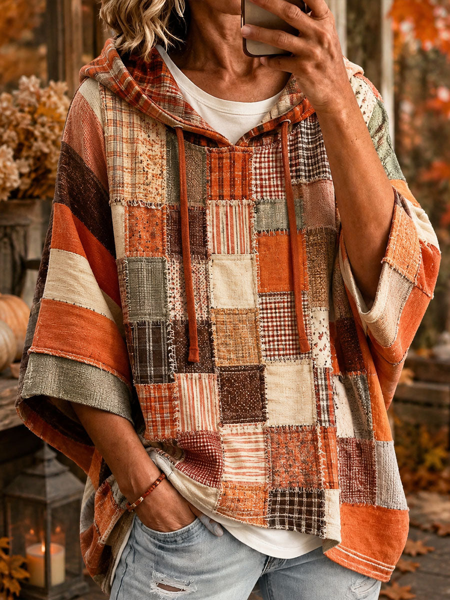 Roxana Bennett & Lowe oversized hoodie with colorful patchwork design, soft fabric, and relaxed fit for casual comfort.