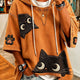 Ioana | Playful Cat-Print Oversized Hoodie