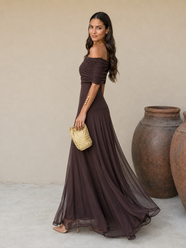 Brown Toledo-style dress for women by Bennett and Lowe, Adriana design, featuring a stylish and elegant fit.