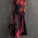 Beatrice | Bordeaux Abstract Print Midi Wrap
