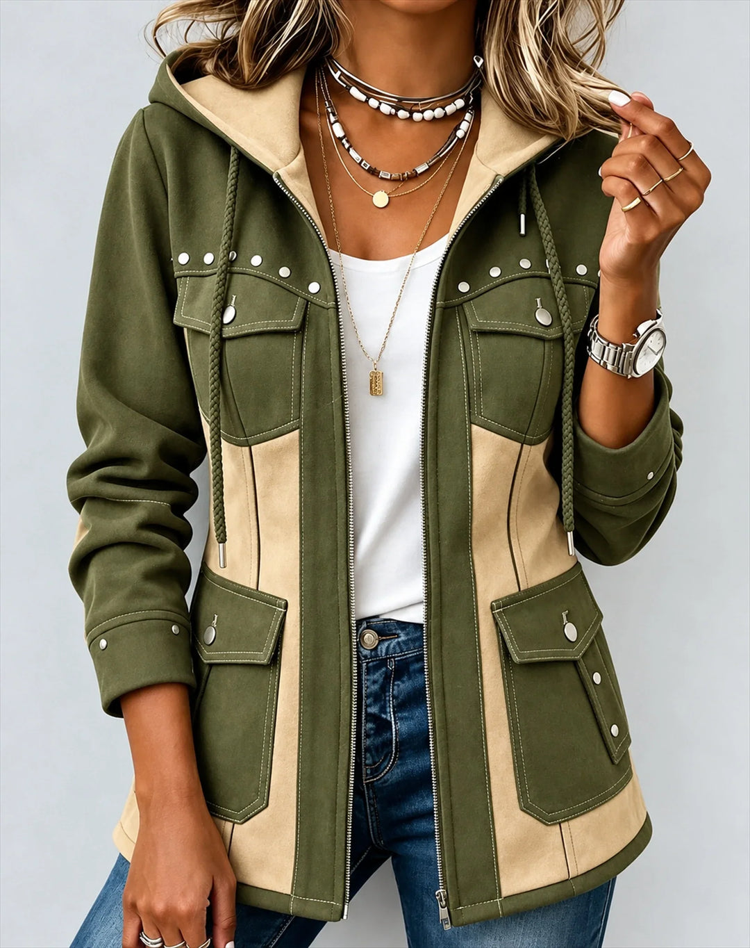 Vanessa | Two-Tone Hooded Jacket