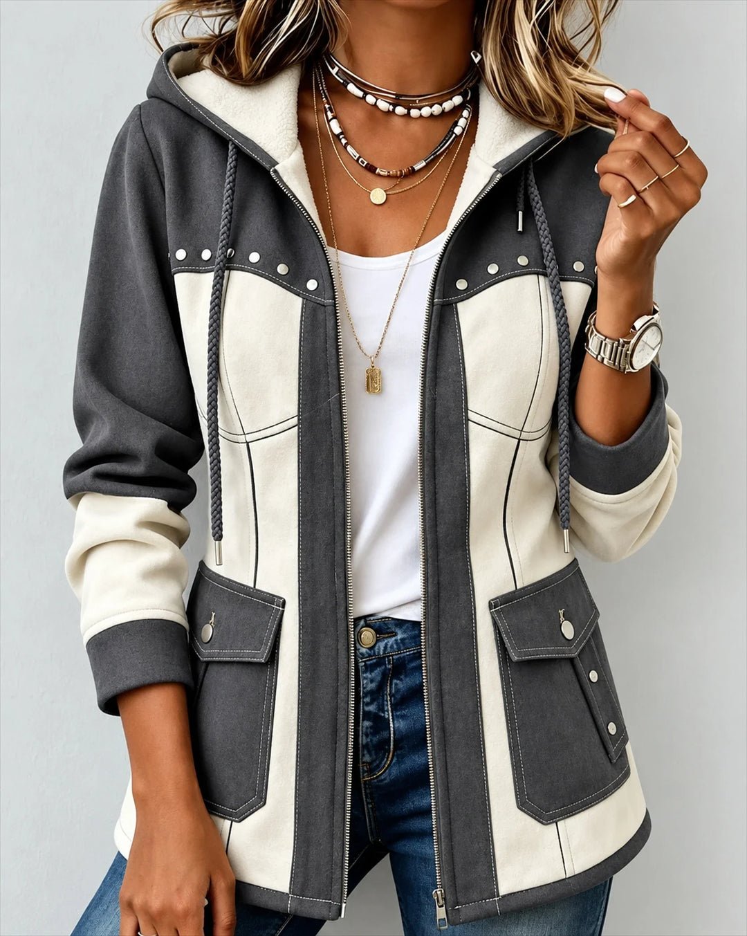 Vanessa | Two-Tone Hooded Jacket
