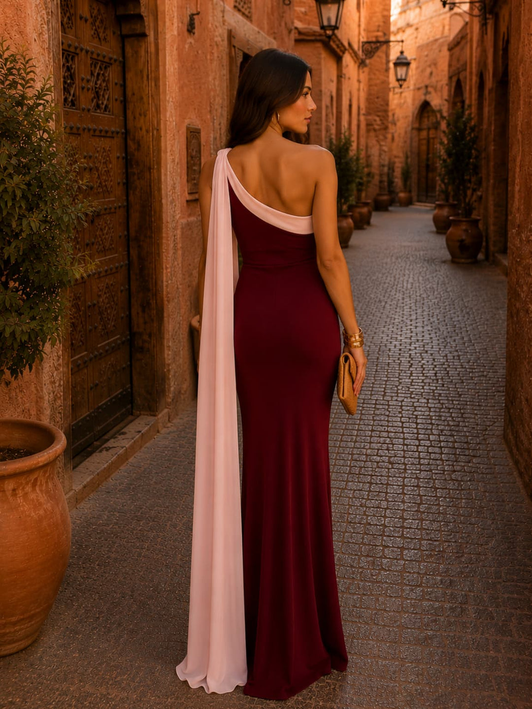 Bordeaux Vivian-style dress for women by Bennett and Lowe, imported, featuring a classic design and elegant fit.