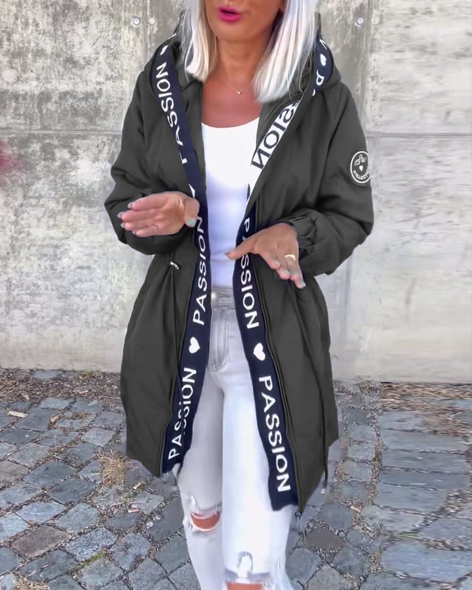 Women’s Bennett and Lowe Camila hooded drawstring midi parka coat, featuring a hood and stylish design for cold weather.