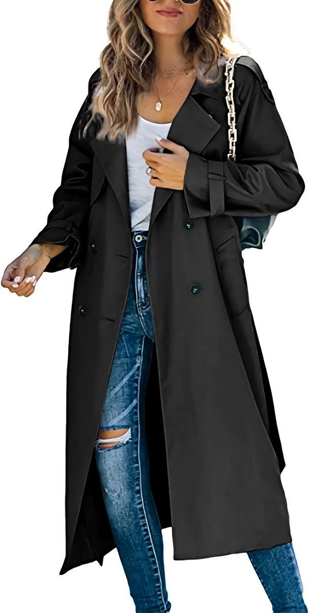 Bennett and Lowe Juliet double-breasted belted longline trench coat for women, shown in a stylish oversized design.
