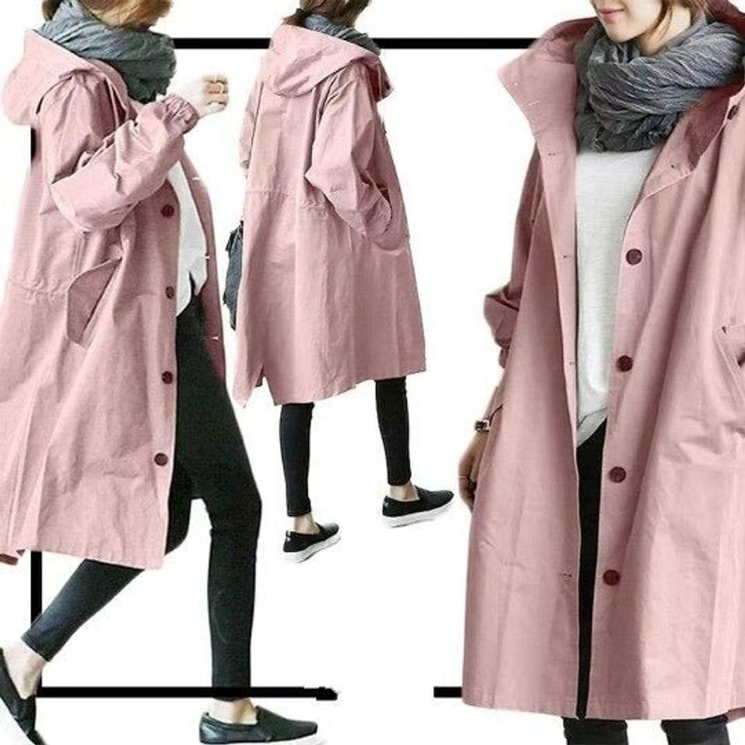 Maisie oversized water-resistant women's hooded button-front trench coat by Bennett and Lowe, featuring a stylish and functional design.