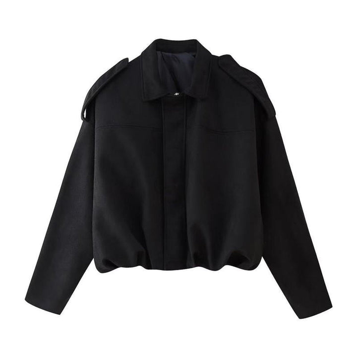 Vintage-inspired oversized faux suede bomber jacket for women by Bennett and Lowe, featuring relaxed fit and classic style.