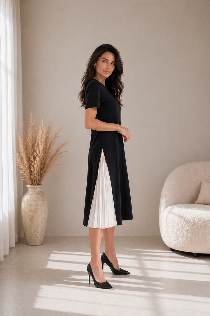 Abigail | Pleated Panel Midi Dress for Women